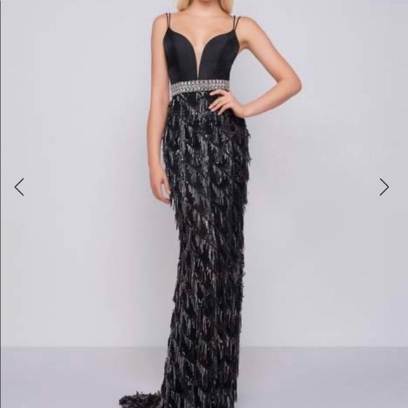 black and silver ball gown